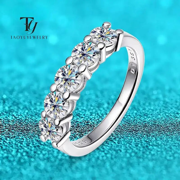 SG White Gold D Color 4mm Moissanite Ring 925 Silver 1.5CT Stone