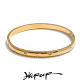 Stainless Steel Cubic Zirconia Bangle Gold Silver Color Waterproof 1