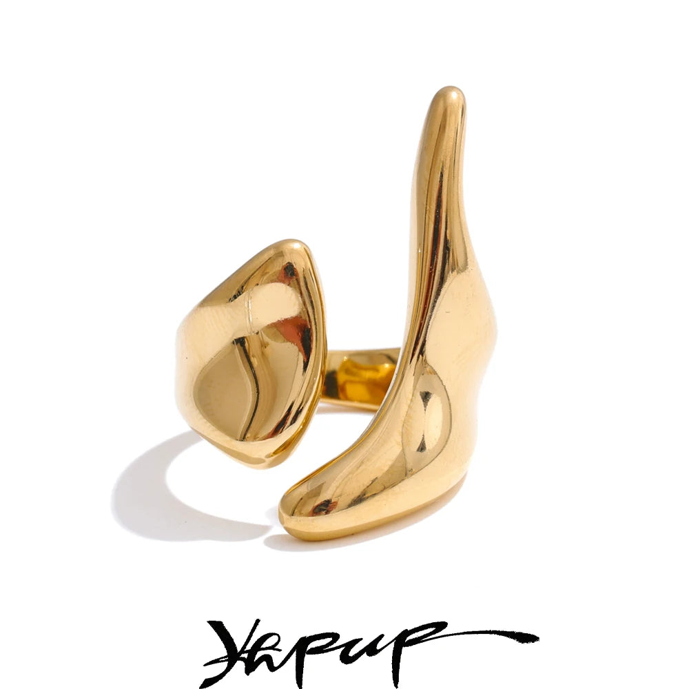 PVD Plated Stainless Steel Metal Geometric Adjustable Creative Ring